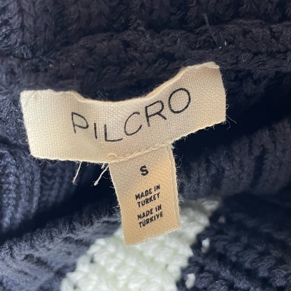 Anthropologie Pilcro Mock Neck Swing Sweater Tank Navy+White Stripe Size Small - Picture 4 of 9